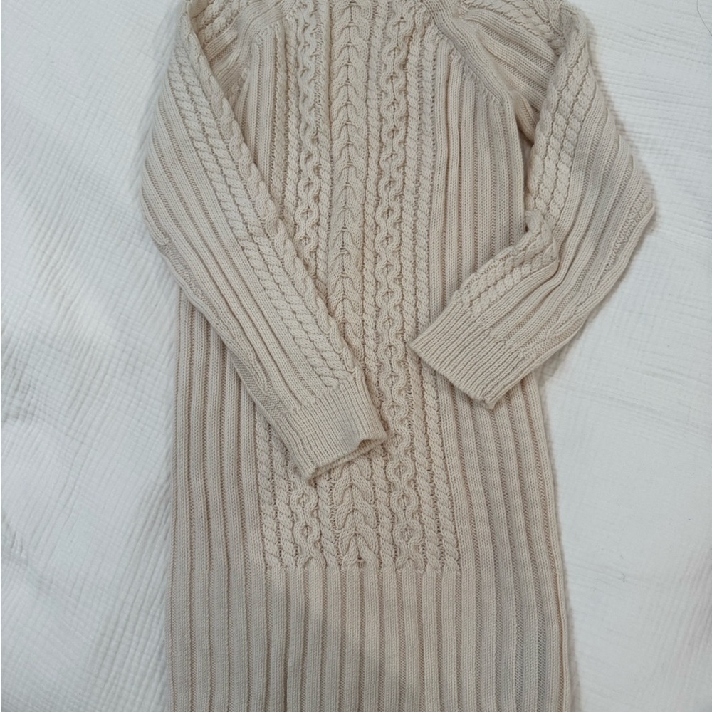 Cable Knit Sweater Dress - Cream Club Monaco Size XS